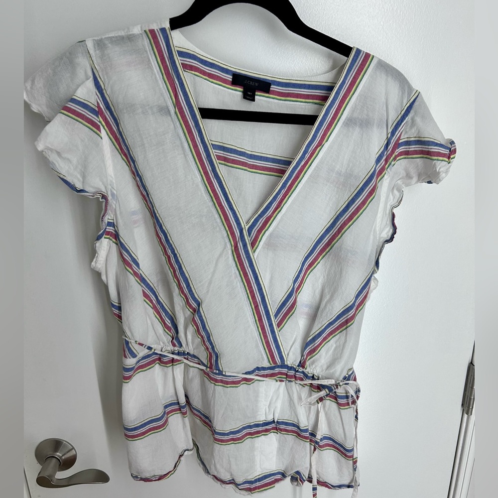 Jcrew white striped shirt